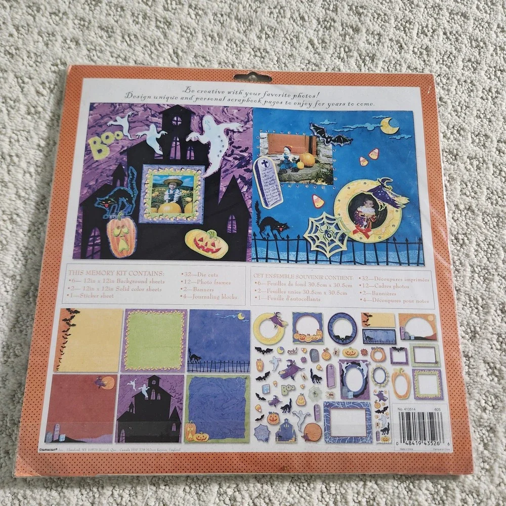 Amscan Halloween Night Memory Kit 12x12 Scrapbook 59 Piece Set Glitter Gemstones